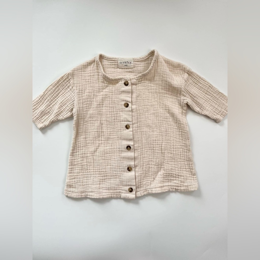 Cream Muslin‎ Button-Up Kids Short Dress